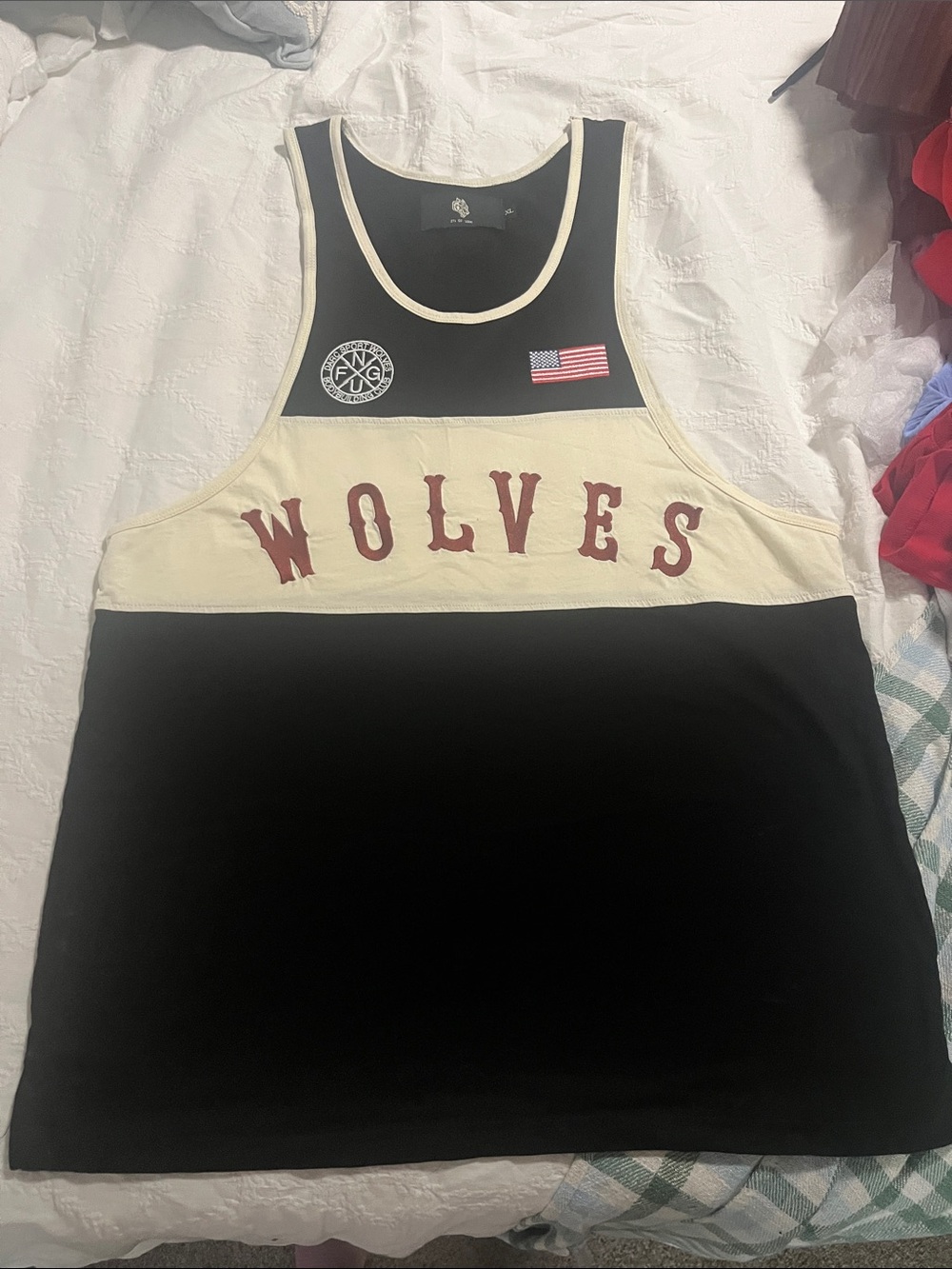 Darc Sport Wolves Colorblock Tank Top - Black & Cream 271 of 1000